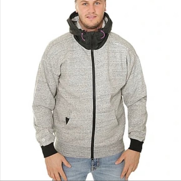 💖MEGA SALE💖 CONVERSE SWEATSHIRT MIXED MEDIA ZIP Grey Men's Size 10017907-A01 - Picture 1 of 6